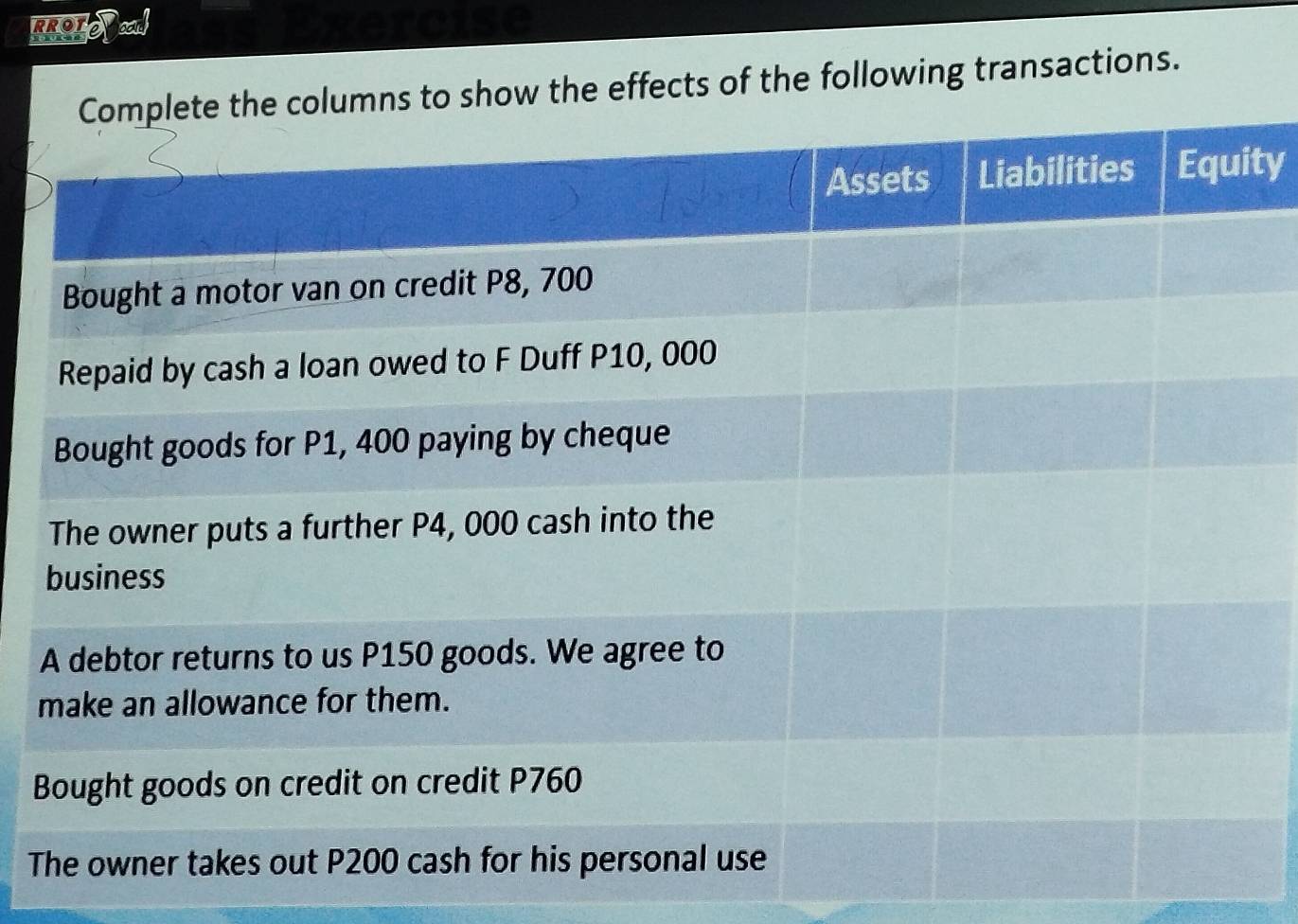 RROTO oa
e following transactions.
ty
B
T