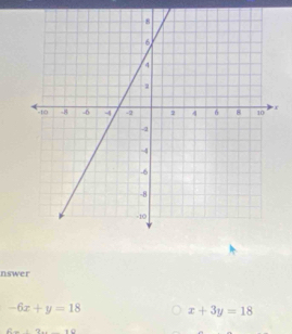 nswer
-6x+y=18 x+3y=18
E=2...........