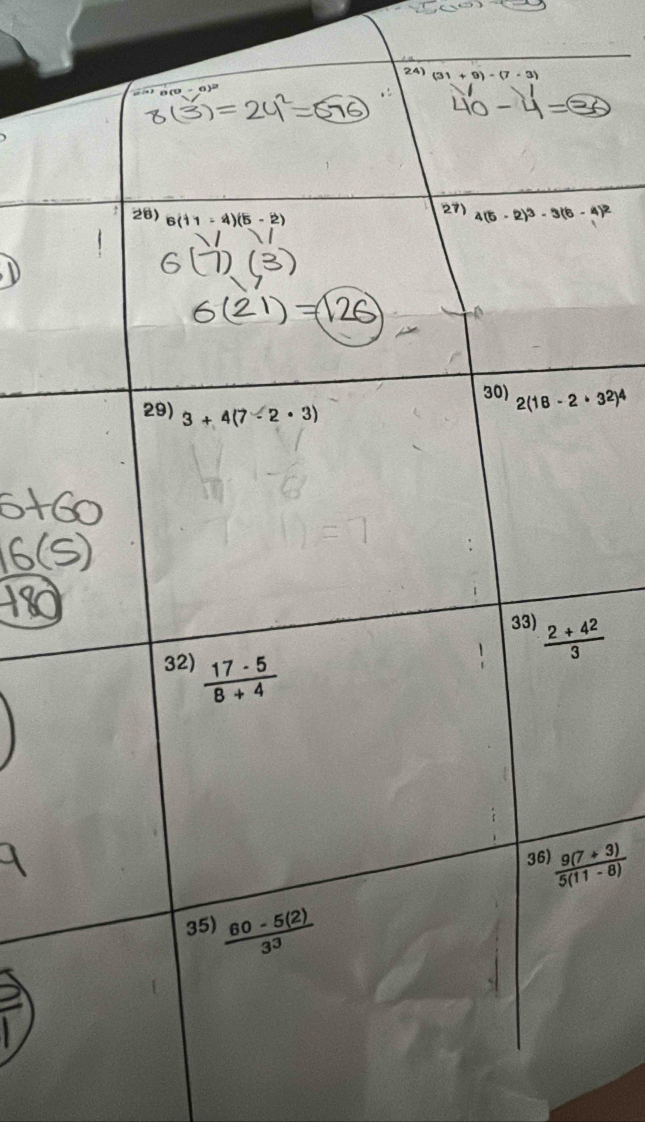  (9(7+3))/5(11-8) 