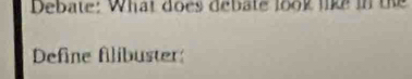 Debate: What does debate look like in the 
Define filibuster