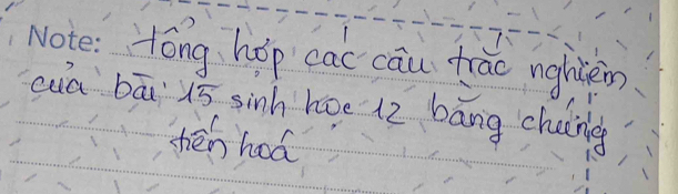 Hóng hop cac cau trao nghièn 
cuā bā u5 sinh hoe 12 bāng chaing 
thén haá