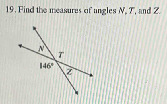 Find the measures of angles N, T, and Z.