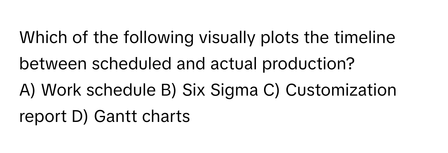 Solved: Which of the following visually plots the timeline between ...