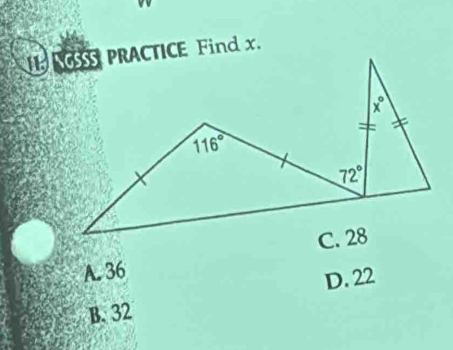 A. 36
D. 22
B. 32