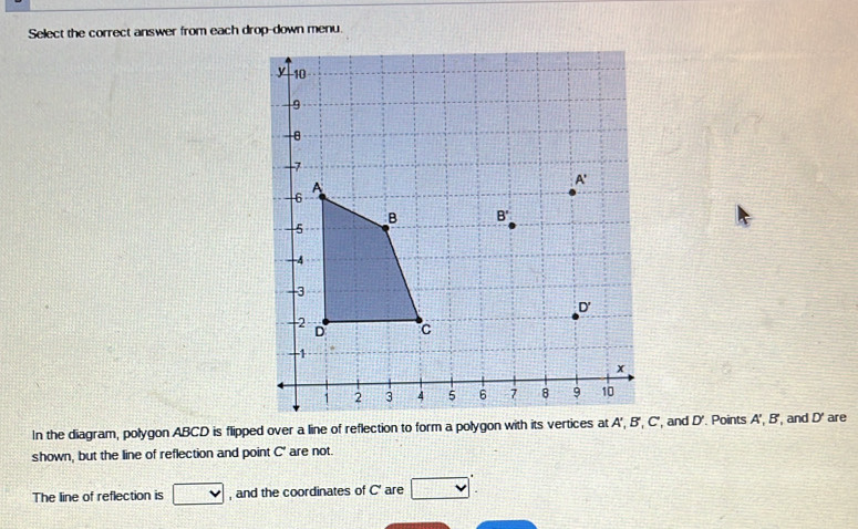 Solved: Select the correct answer from each drop-down menu. In the ...