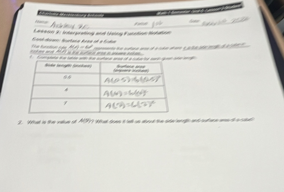 San 
Lesson 2: Interprating and Using Function Vclaion 
Sor-Asan: Surtesa Ires de a Soña 
The tuncê m nên om men to d a aufar a a of a cã a d eroe l t a e e 

A Compiata sua taba e d 
2. What is the vatue ot MON What toee it tat us aod the thel we p ret at res ree t r w d