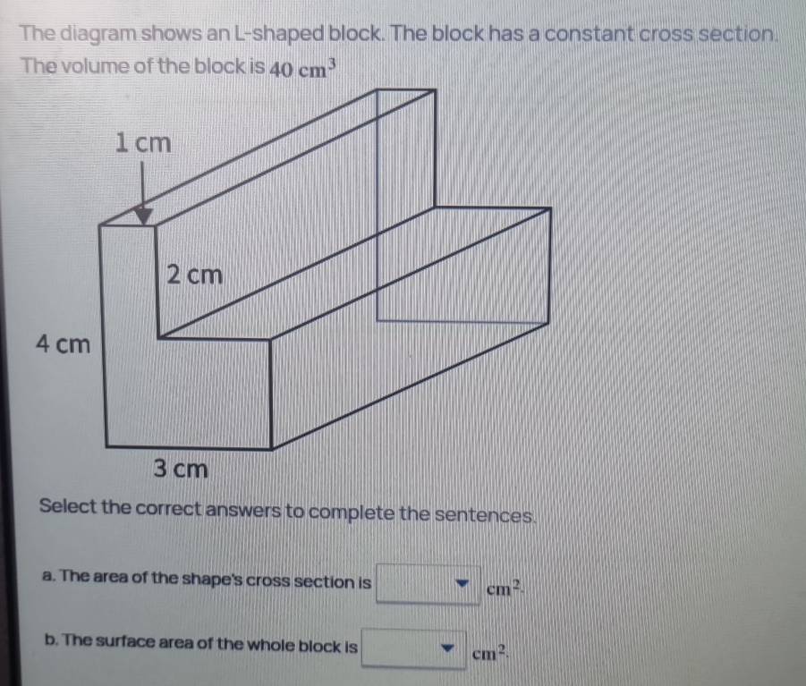 Solved: The diagram shows an L-shaped block. The block has a constant ...