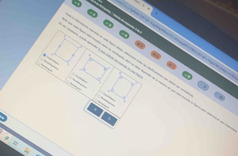 éz A 
√2 
1 de 10 (1 gunta) 1. Intenta de respuesta: 3 d 
√3 
:w-lgNaNz7]BP3)H-IQg/NdpXIRnLRZ113Tmmg6PU29BEvQEFgjFx1Rgb2WQ(MgL 
√ 
@ 5 
er necesaro, puede aprender lo que indican las marças en una l 
4 
información marcada en cada figura abajo, seleccione todas las clasificaciones que deben sen ver 
06 
Cuadrláter Paralelograme 
Rectángulo 
7 
ada figura está trazada como un rectángulo, pero no debe depender de la manera en que está trazada la figura para determnar sua 
9 

Rectángulo Rectánqula
10
a