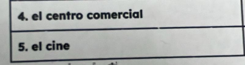 el centro comercial 
5. el cine