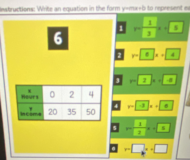 Instructions: Write an equation in the represent e
6