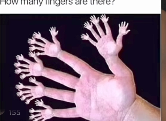 How many fingers are there?
155