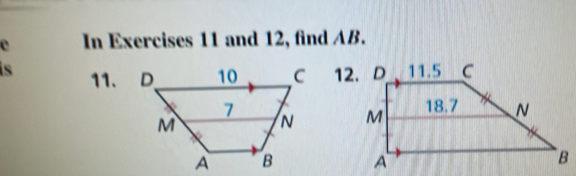 In Exercises 11 and 12, find AB.
s
11.