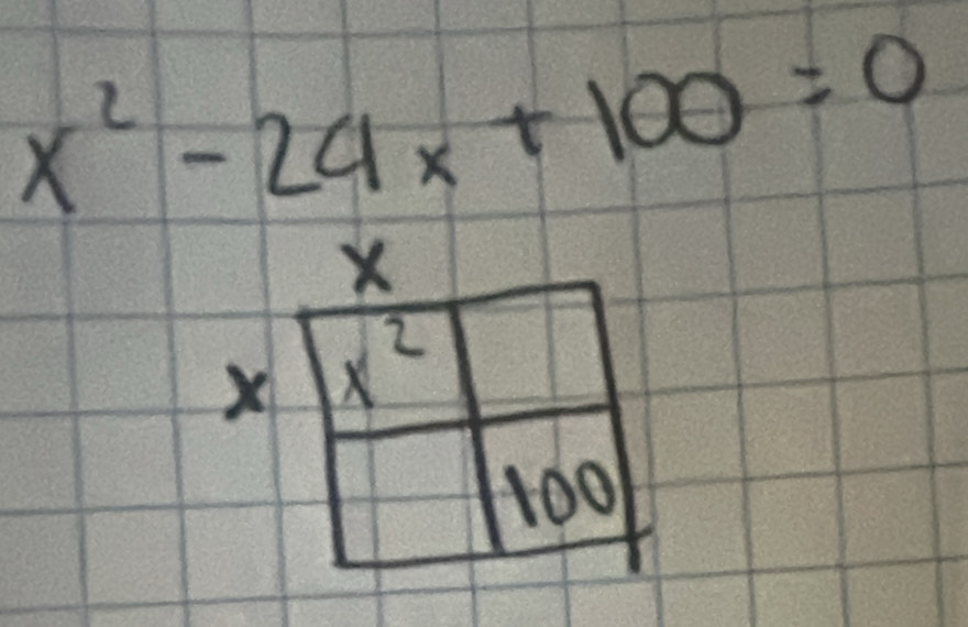 x^2-24x+100=0
X
X x^2
100