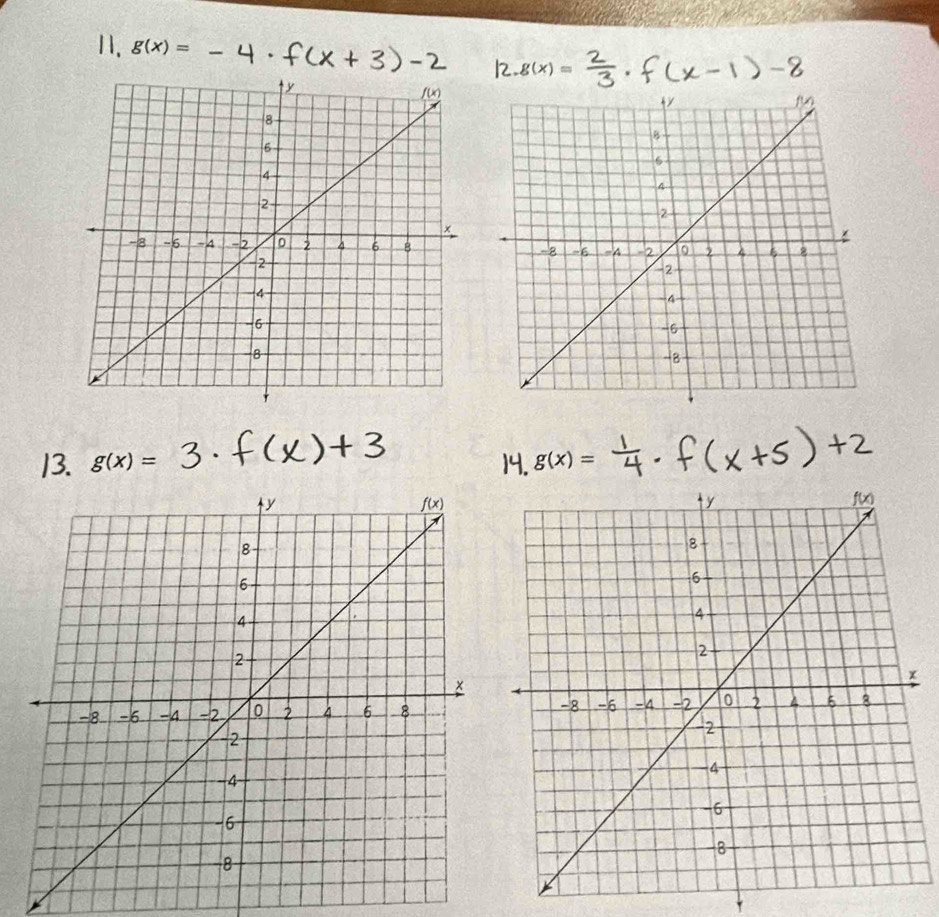 g(x)=
12. g(x)=

13. g(x)= g(x)=