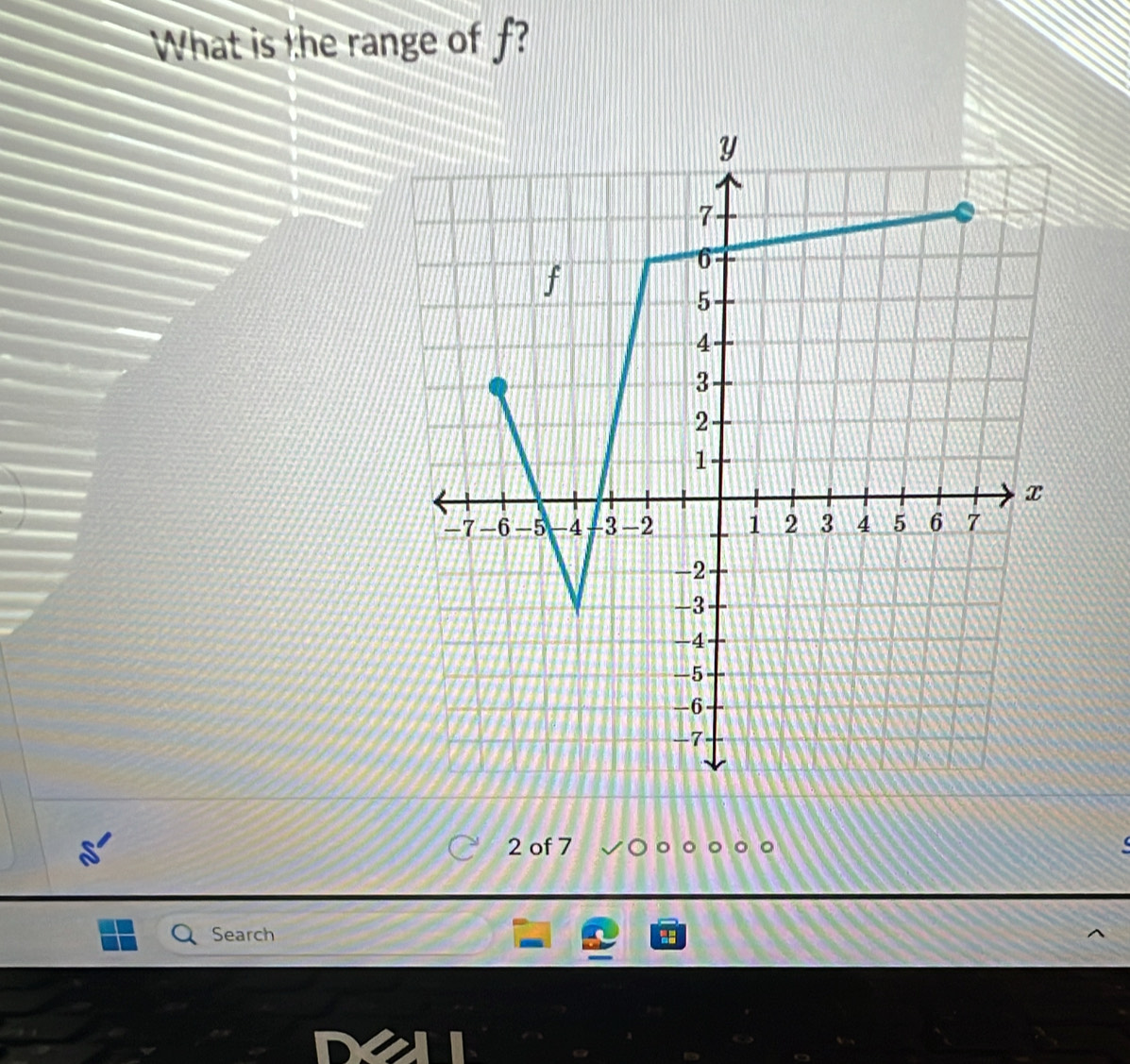 What is the range of f? 
2 of 7 
Search 
-