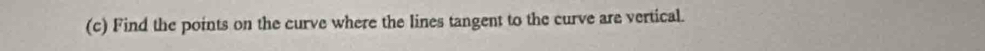 Find the points on the curve where the lines tangent to the curve are vertical.