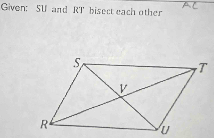 Given: SU and RT bisect each other