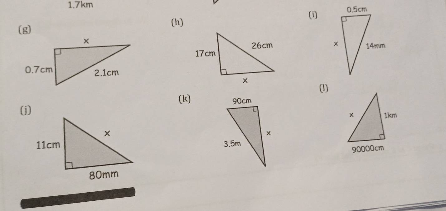 1. 7km (i) 
(g) 
(h) 

(1) 
(k) 
(j)
90000cm