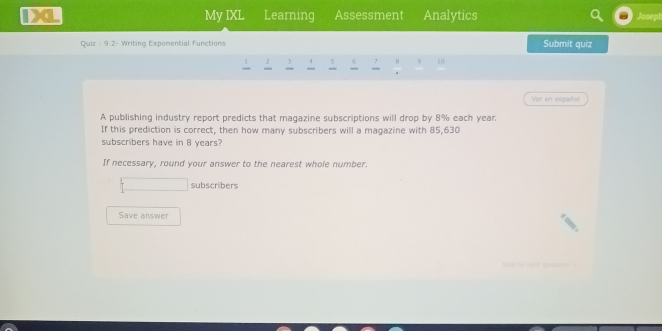 Solved: My IXL Learning Assessment Analytics Quiz : 9.2- Writing ...
