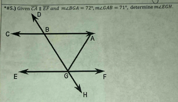 determine m∠ EGH.