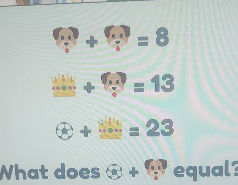 (
=8
=13
=23
What does equal?