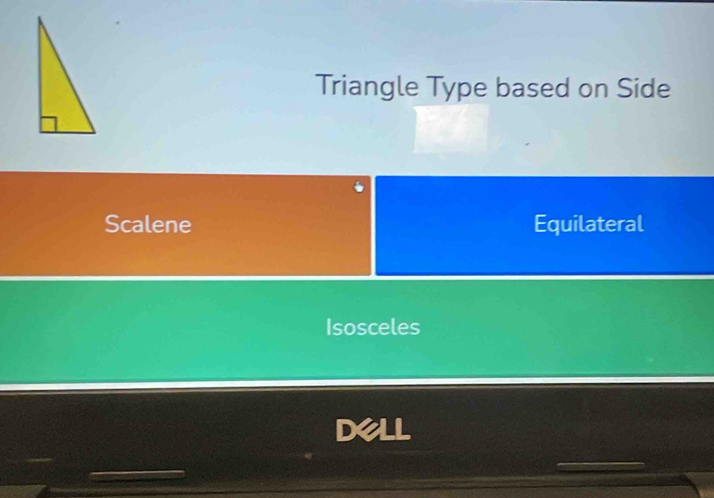 Triangle Type based on Side
Scalene Equilateral
Isosceles
Dell