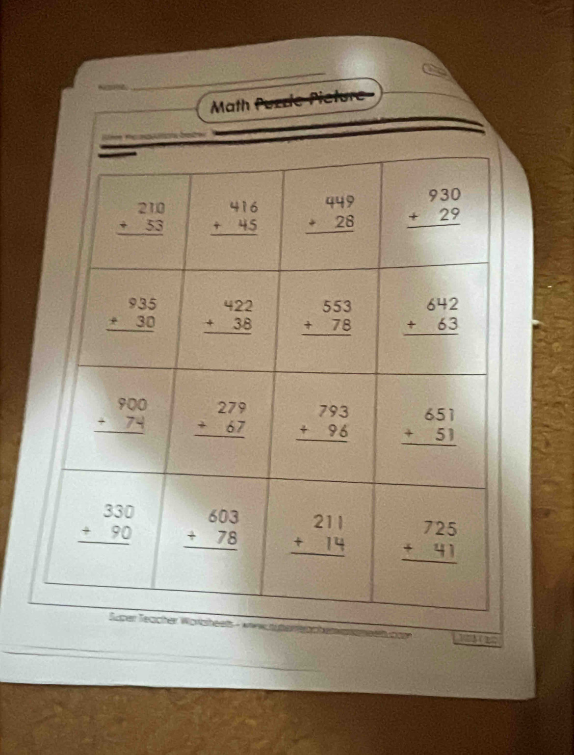 Math Puzzle-Picture
a