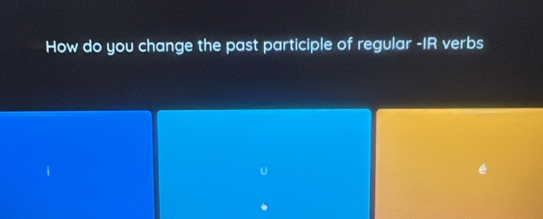 How do you change the past participle of regular -IR verbs 
U