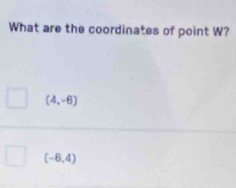 What are the coordinates of point W?
(4,-6)
(-6,4)