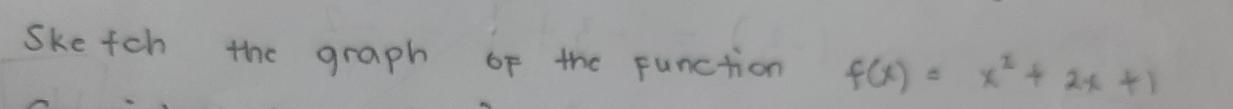 Sketch the graph of the function f(x)=x^2+2x+1