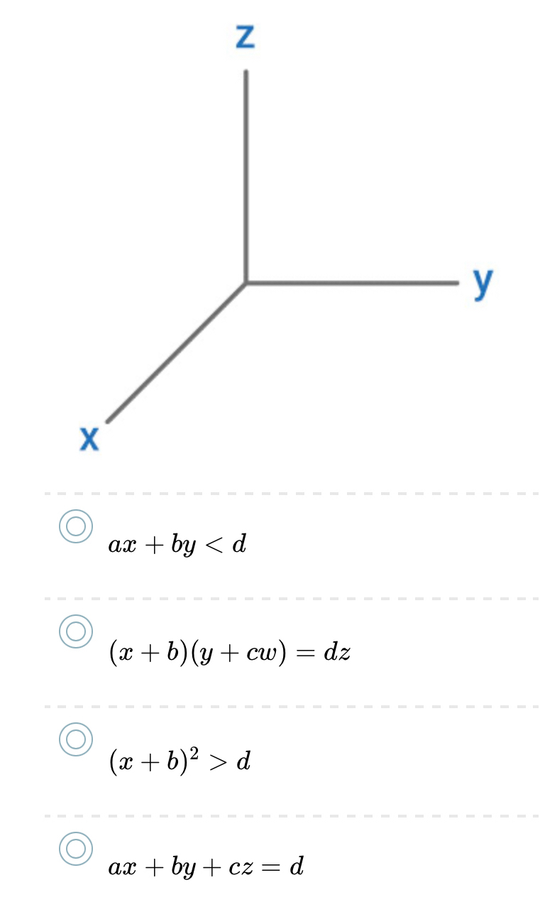 ax+by
(x+b)(y+cw)=dz
(x+b)^2>d
ax+by+cz=d