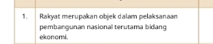 Rakyat merupakan objek dalam pelaksanaan 
pembangunan nasional terutama bidang 
ekonomi.