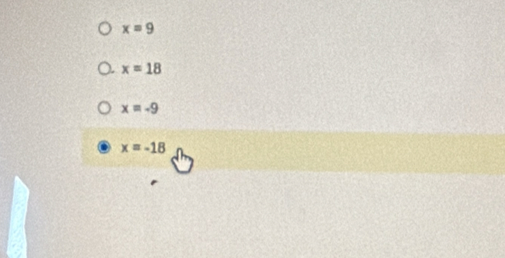 x=9
x=18
x=-9
x=-18