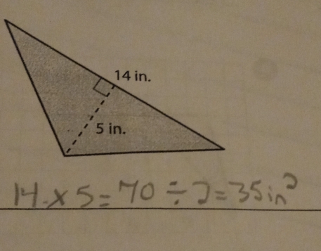 14* 5=70/ 2=35in^2