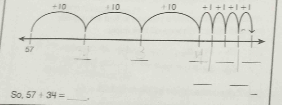 So, 57+34= _.