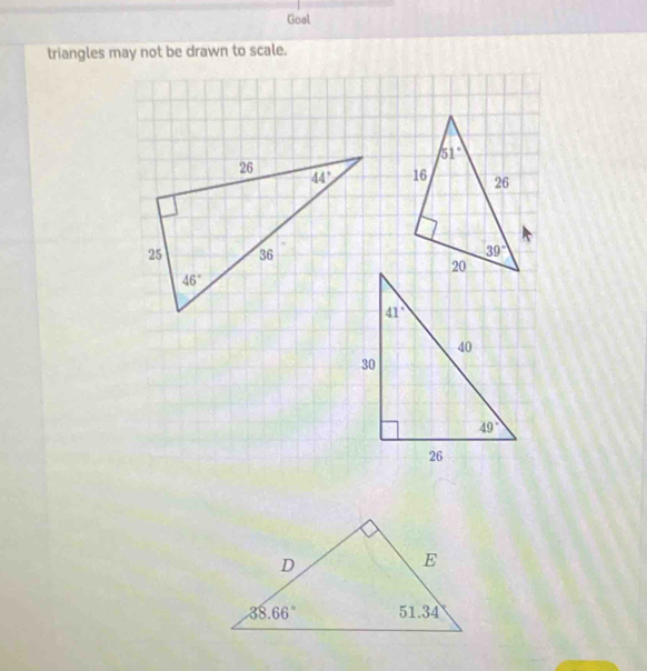 Goal
triangles may not be drawn to scale.