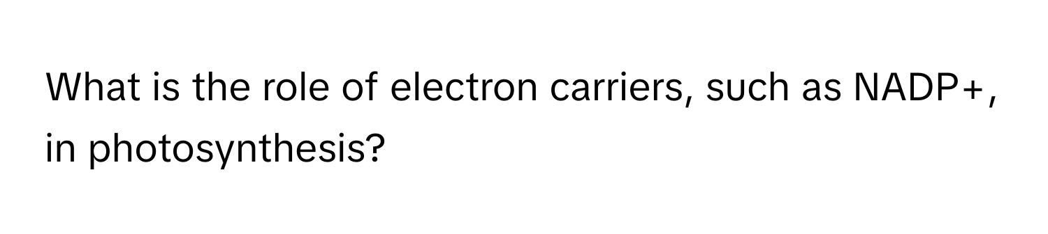 What is the role of electron carriers, such as NADP+, in photosynthesis?