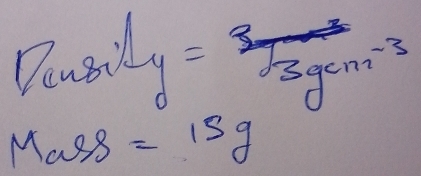 Dousil y=sqrt[3](3gcm^(-3))
Mass=15g