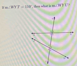 If m∠ WYT=110° , then what is m∠ WYU ?