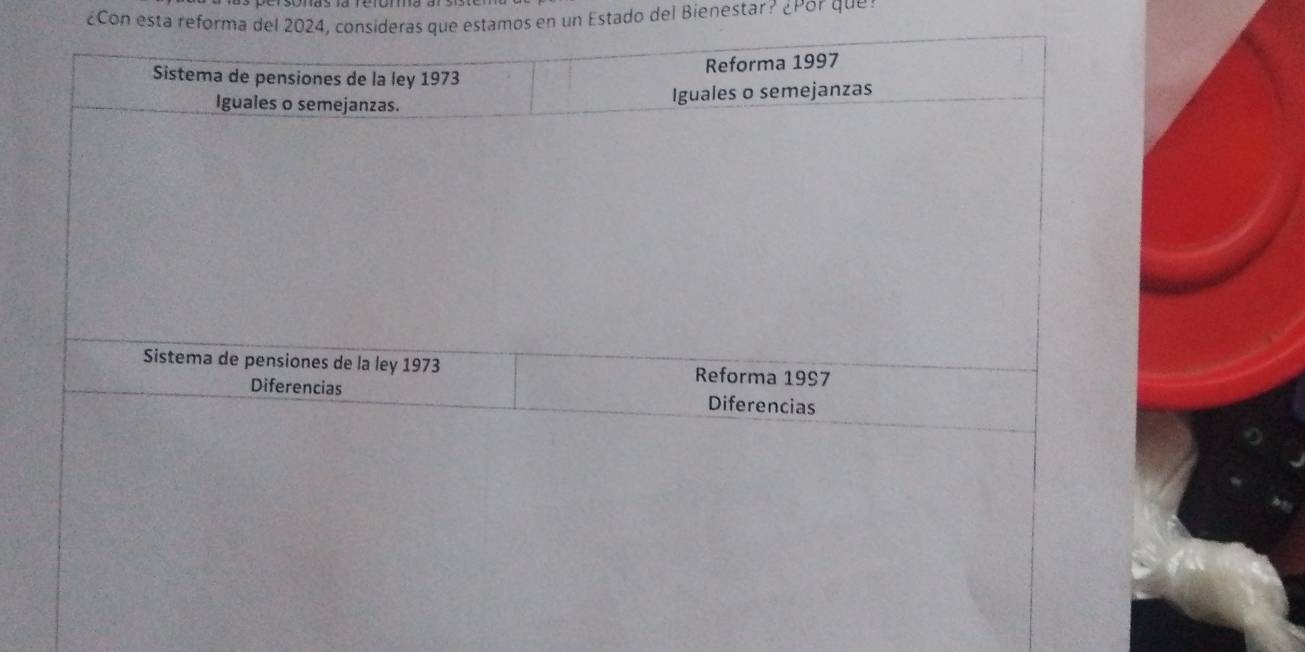 ¿Con esta reforma del 2024, consideras que estamos en un Estado del Bienestar? ¿Por que s
Sistema de pensiones de la ley 1973
Reforma 1997
Iguales o semejanzas.
Iguales o semejanzas
Sistema de pensiones de la ley 1973 Reforma 1997
Diferencias Diferencias