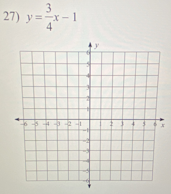 y= 3/4 x-1
x