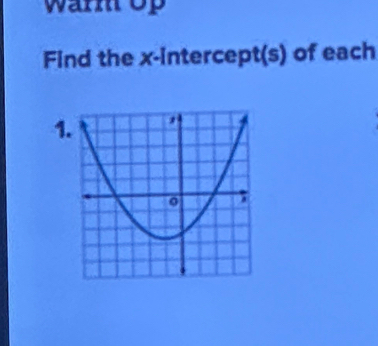 warm op 
Find the x-intercept(s) of each 
1