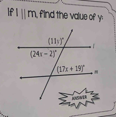 If l||m , find the value of y: