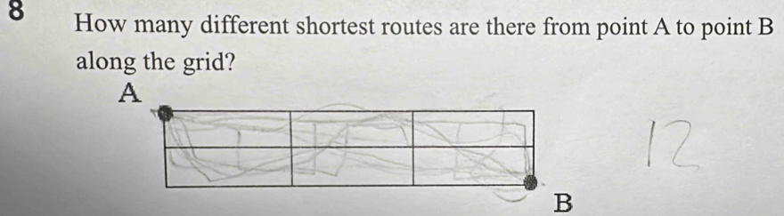 Solved: How many different shortest routes are there from point A to ...