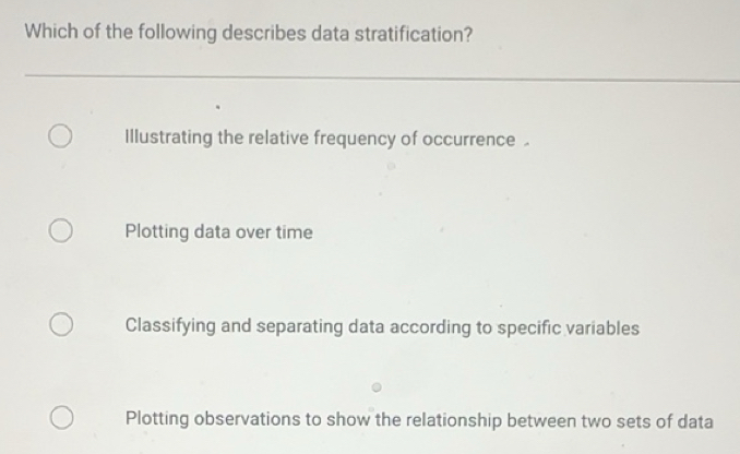 Solved: Which of the following describes data stratification ...