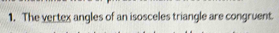 The vertex angles of an isosceles triangle are congruent.