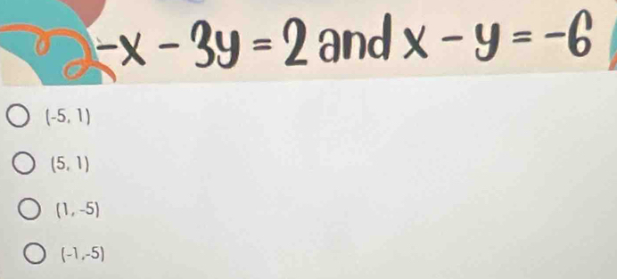 -x- and

(-5,1)
(5,1)
(1,-5)
(-1,-5)