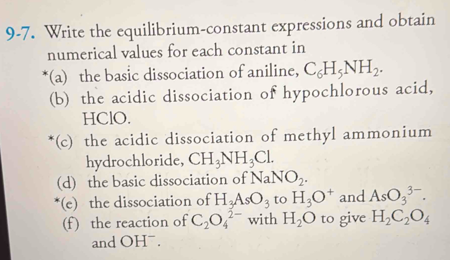 Solved: 9-7. Write the equilibrium-constant expressions and obtain ...