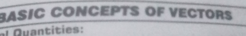 BASIC CONCEPTS OF VECTORS 
Quantities: