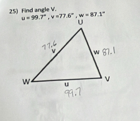 Find angle V.